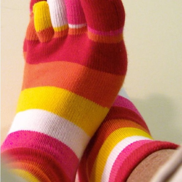 Stripes Toe Socks (Purple/Lime/Blue) - Picture 3 of 6